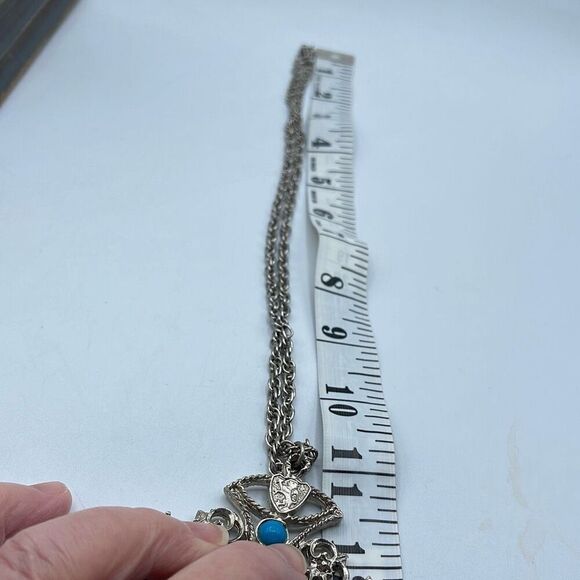 Vintage Maltese cross with faux glass turquoise English lions. - Picture 6 of 9